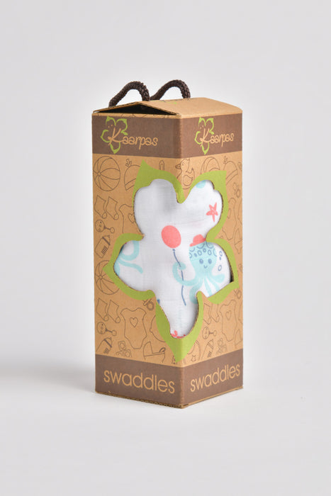 Kaarpas Premium Organic Muslin Baby Wrap Swaddle With Aqua Theme Of Octopus, Turquoise (Size : 92cm X 92cm )