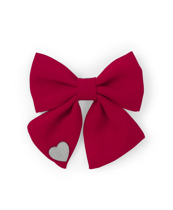 Sailor Bow With Heart Alligator Clip- Red