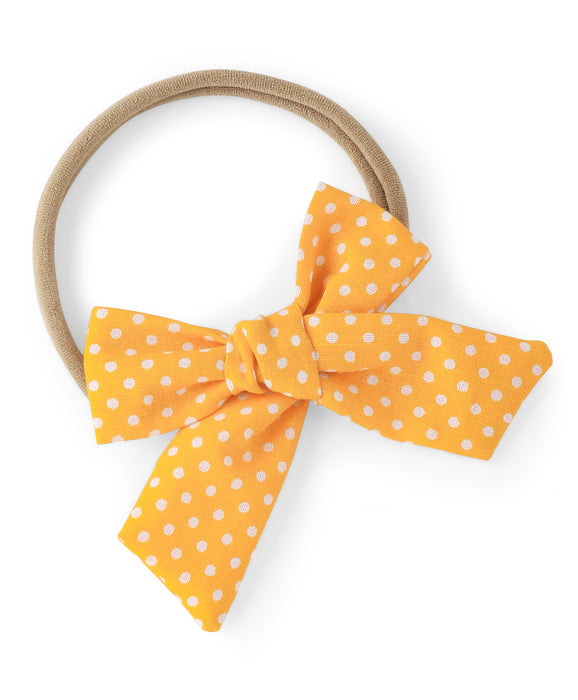 Polka Dots Tiny Knot Bow Headband - Orange
