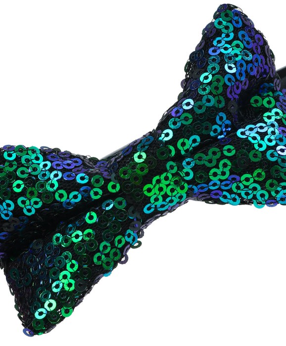 Sequinned Bow Hair Band- Peacock