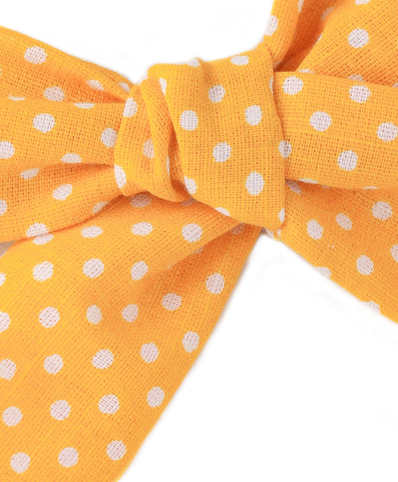 Polka Dots Tiny Knot Bow Headband - Orange