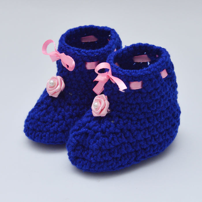 Crochet Baby Booties Woolen Booties-Blue-2