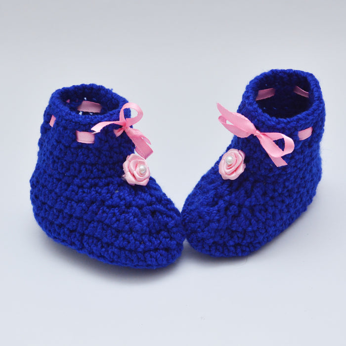 Crochet Baby Booties Woolen Booties-Blue-2