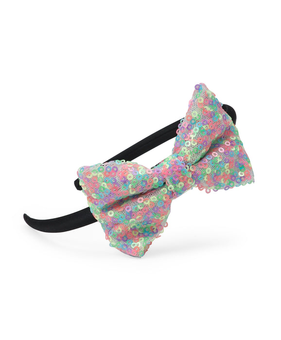 Sequinned Bow Hair Band- Multi-Color
