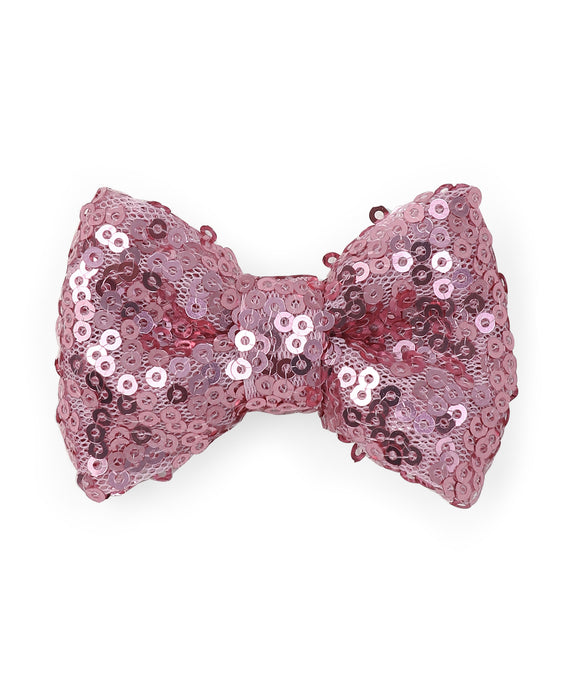 Sequin Party Bow Alligator Clip- Pink