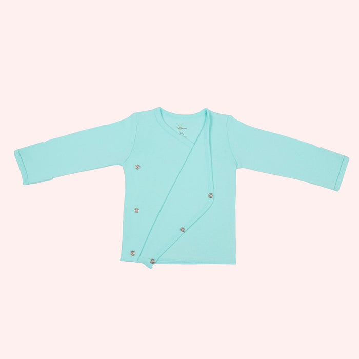 Kaarpas Premium Organic Cotton Front Open Side Snap Long | Full Sleeves T-Shirt | Jhabla, Turquoise