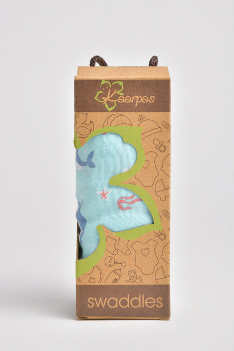 Kaarpas Premium Organic Muslin Baby Wrap Swaddle With Aqua Theme Of Dolphin, Grey (Size : 92cm X 92cm )