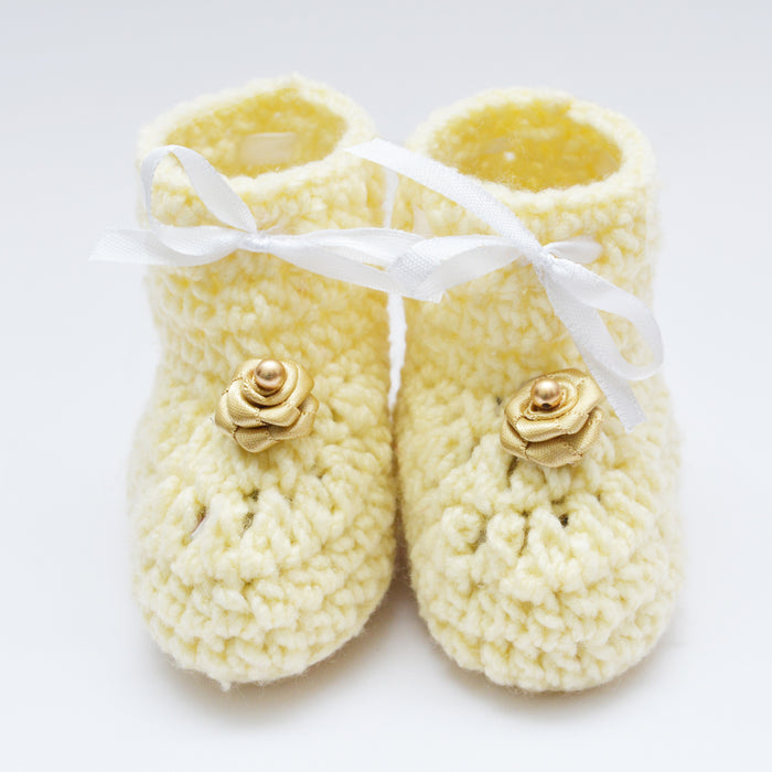 Crochet Baby Booties Woolen Booties-Cream-2