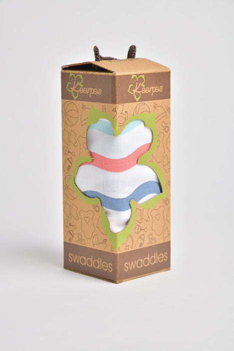 Kaarpas Premium Organic Muslin Baby Wrap Swaddle With Aqua Theme Of Waves, Multicolor (Size : 92cm X 92cm )