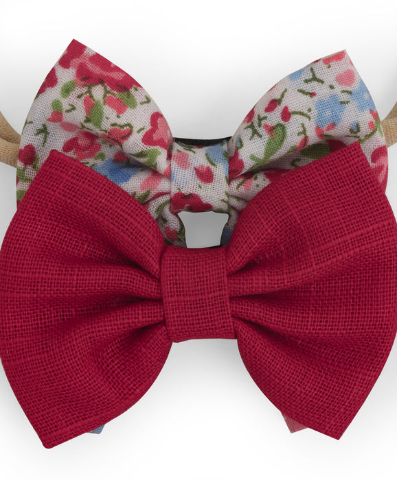 Petite Headband Set - Floral & Red