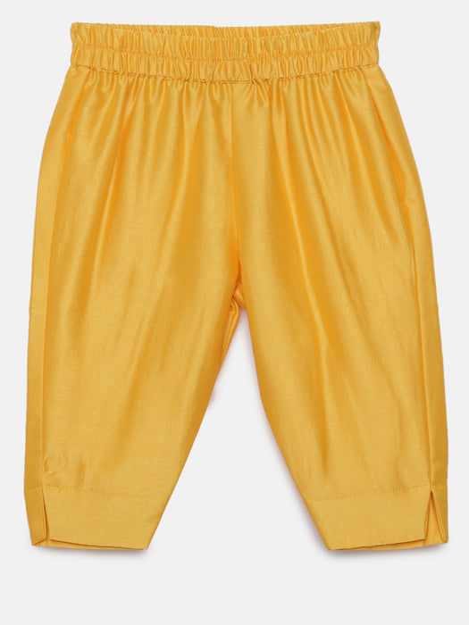 One shoulder yellow ruffle kurta with pants