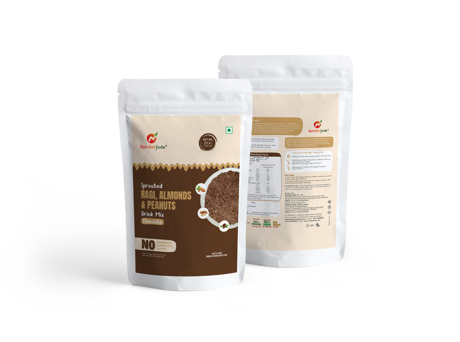 Nutribud Foods Sprouted Ragi, Almonds & Peanuts Drink Mix (Chocolate)