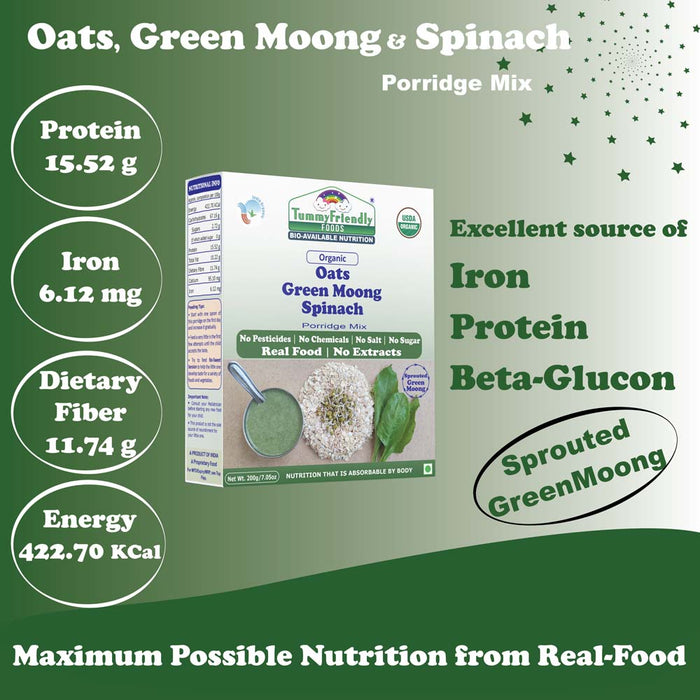 Oats, Green Moong, Spinach Porridge Mix