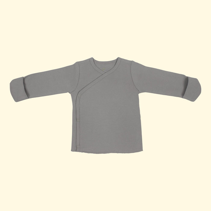 Kaarpas Premium Organic Cotton Front open Side snap Long | Full sleeves T-Shirt | Jhabla, Grey
