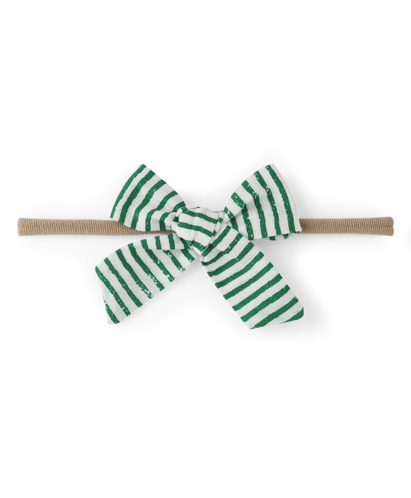 Striped Tiny Knot Bow Headband - Green