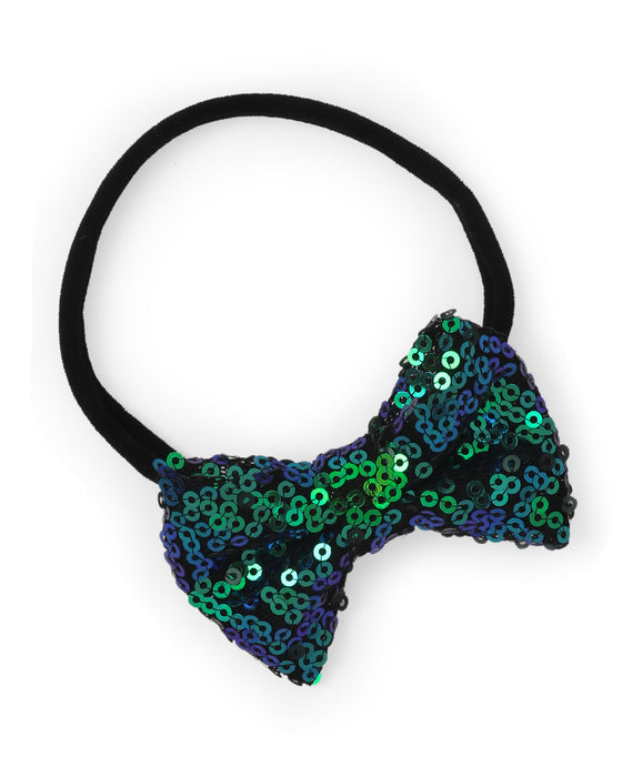 Sequinned Party Bow Headband Set- Peacock & Bronze