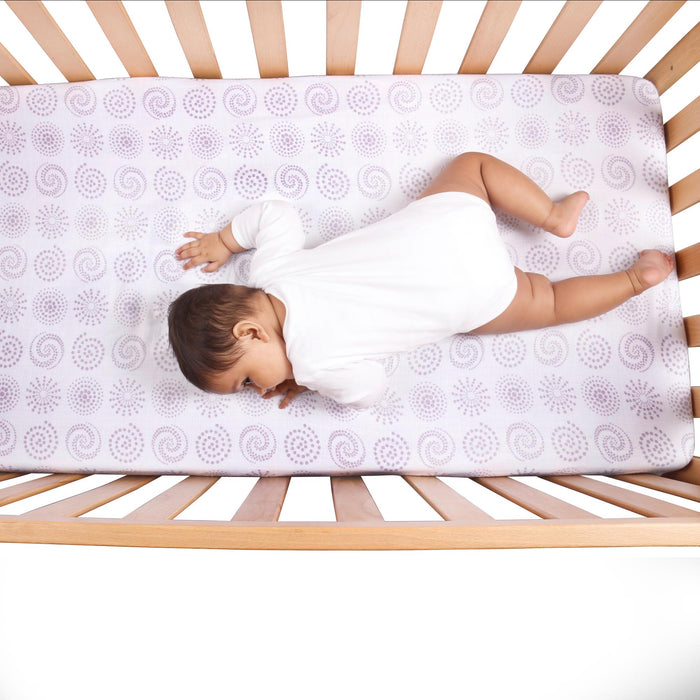 Kaarpas Premium Organic Cotton Muslin Fitted Cot Crib Sheet with Charming Patterns of Circles (Size : 120x60 CM)