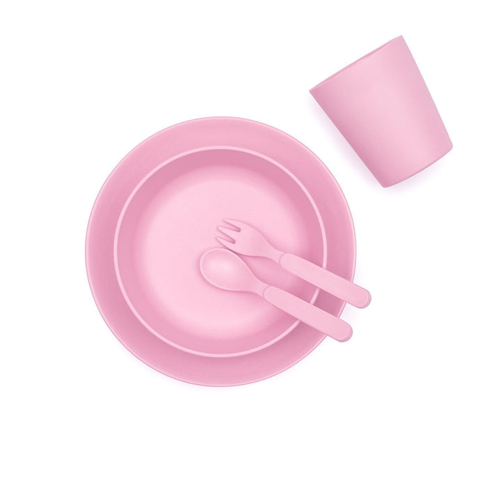5 Piece Children'S Bamboo Dinner Set - Blossom Pink