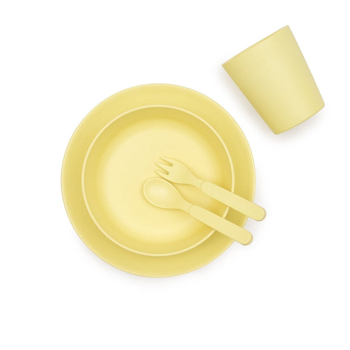 5 Piece Children'S Bamboo Dinner Set - Sunshine Yellow