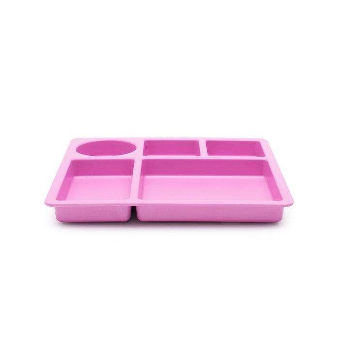 Bamboo Divided Plate For Kids, 5 Portioned Sections - Flamingo Pink