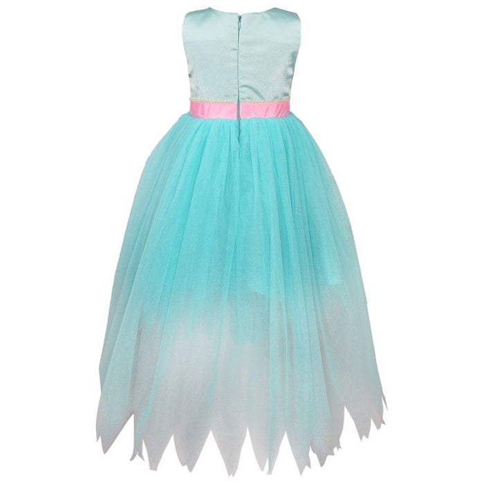 TBT High-Low Bow Dress- Blue & Pink