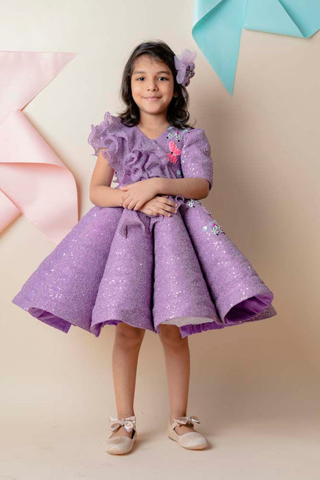 Purple Sequins Structured Dress