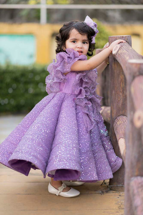 Purple  Sequin Structre Gown