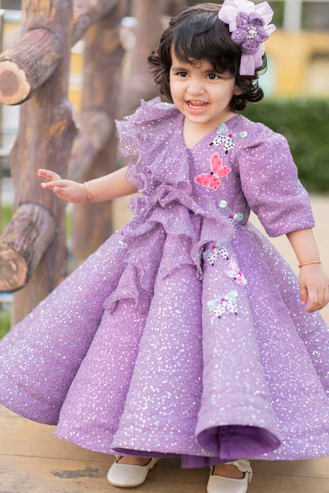 Purple  Sequin Structre Gown