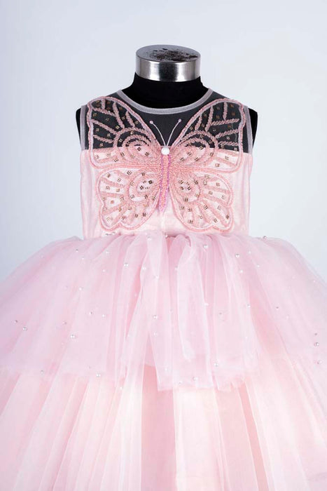 Pink Butterfly  High- Low  Gown