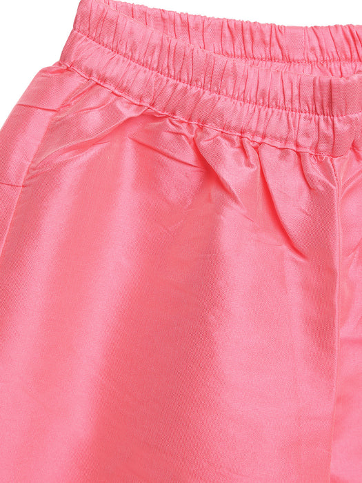 Pink kurta pants with gold net dupatta