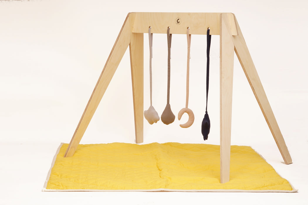 CuddlyCoo Wooden PlayGym with Mini Tent  - Mustard Sun