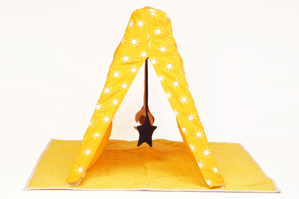 CuddlyCoo Wooden PlayGym with Mini Tent  - Mustard Sun