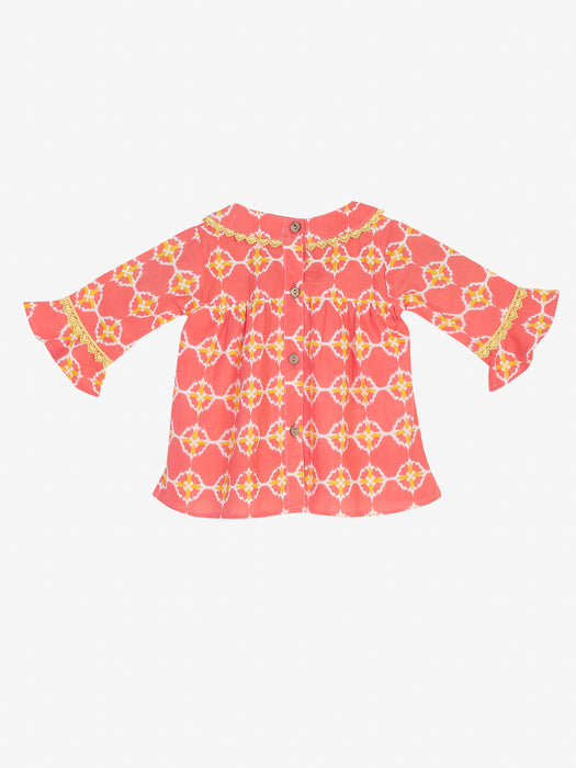 Pure cotton peach night suit for kids
