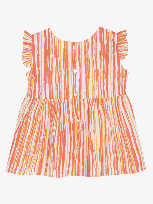 Pure cotton peach stripes night suit for kids