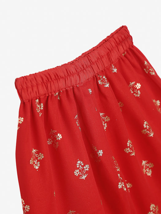 Printed and elegant sharara top in Red