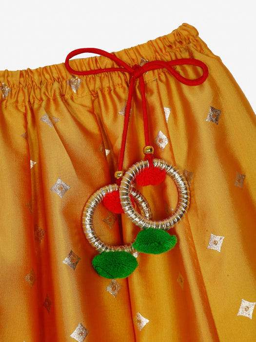 Orange lehenga choli with mutli colour lace work