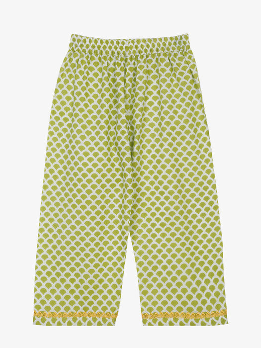 Pure cotton lime green night suit for kids