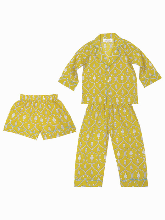 Pure Cotton Mustard Night Suit for Kids
