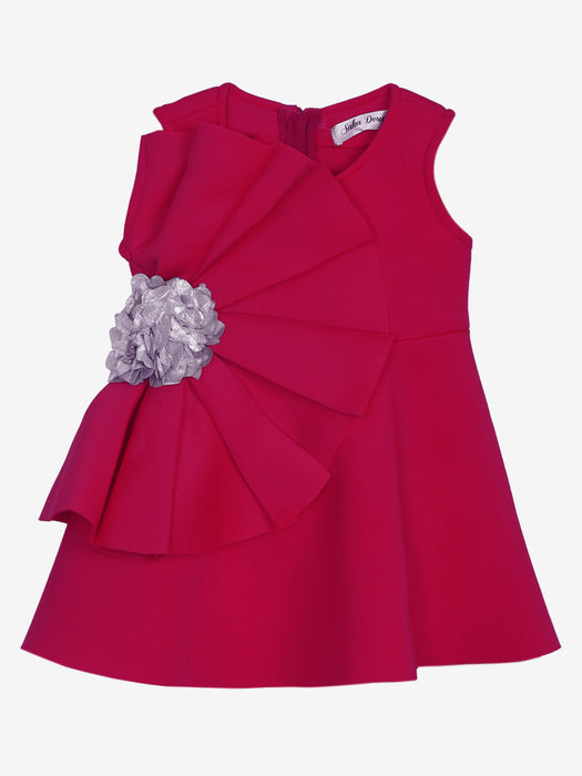 Magenta frock with silver flowers party frock