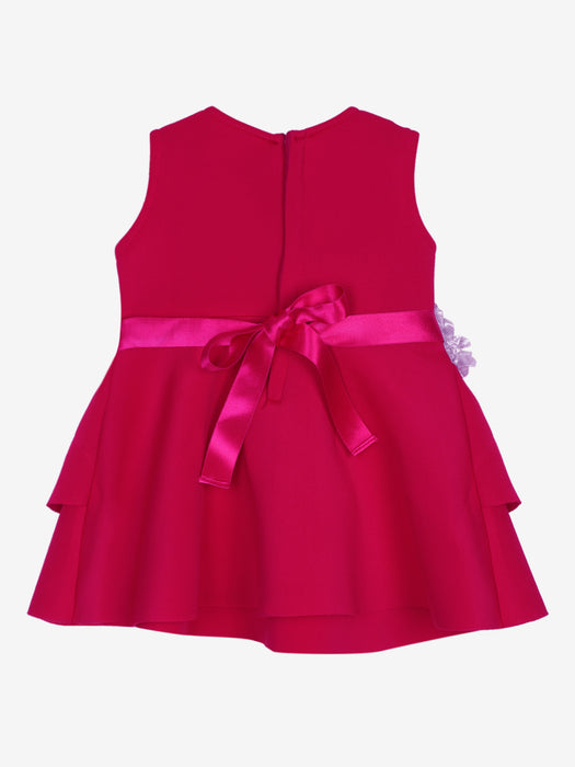 Magenta frock with silver flowers party frock