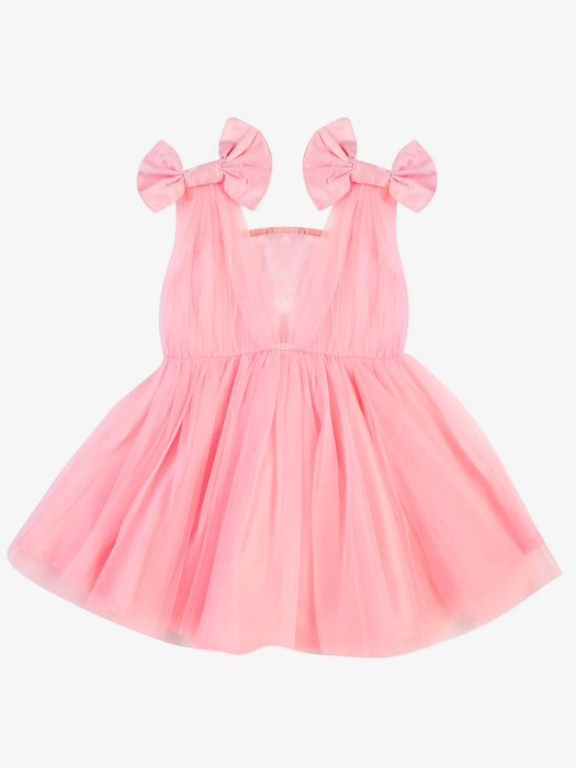 Pink fit and flare party dress