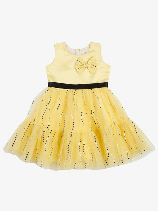 Yellow fit and flare party dress