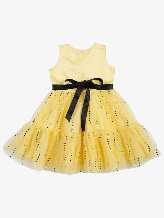 Yellow fit and flare party dress