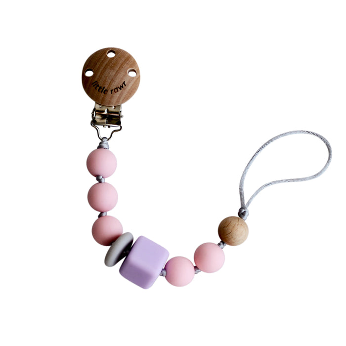 Little Rawr Silicone Pacifinder Beads with Clip Holder - Pink