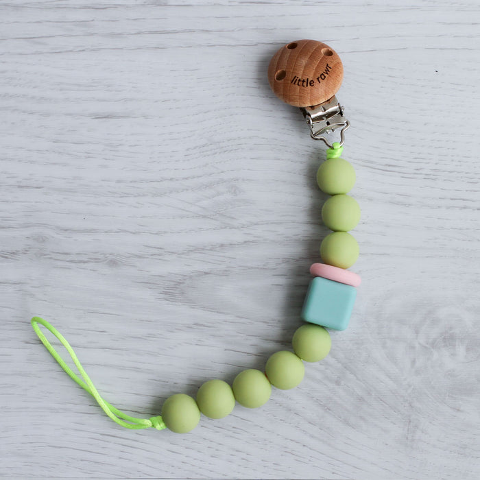 Little Rawr Silicone Pacifinder Beads with Clip Holder - Green