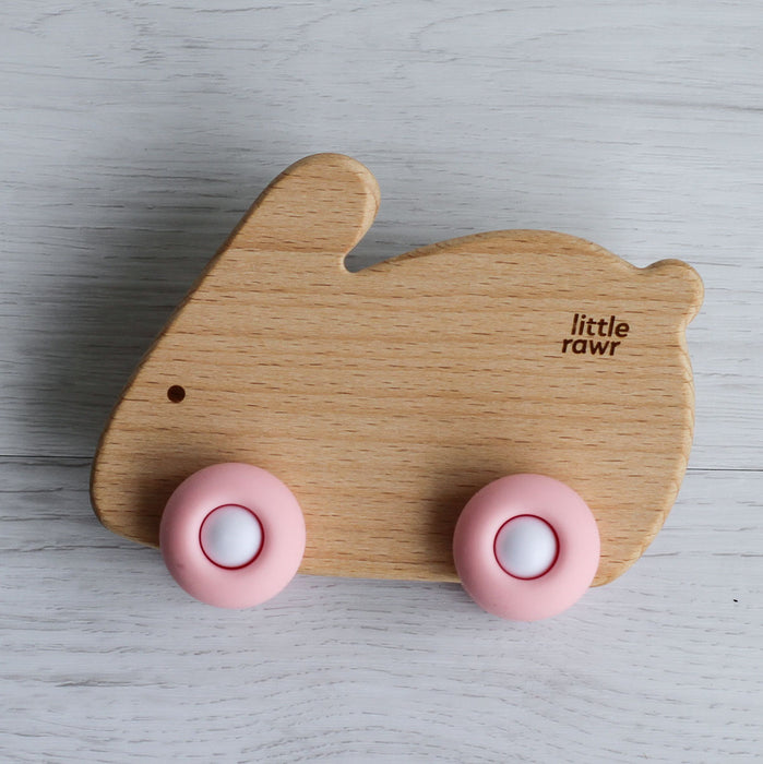 Little Rawr Wood Wheelie Animal-pink