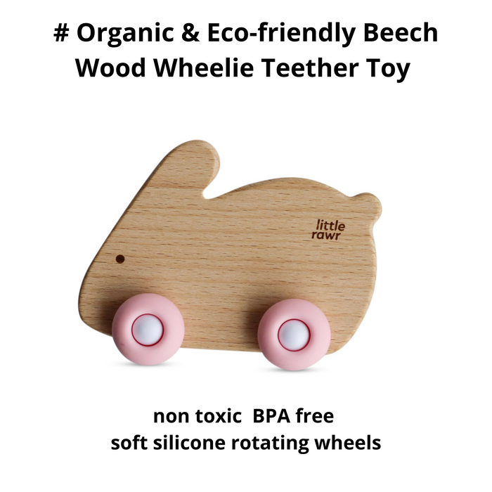 Little Rawr Wood Wheelie Animal-pink