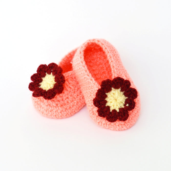 Crochet Baby Booties Woolen Booties-Peach-2