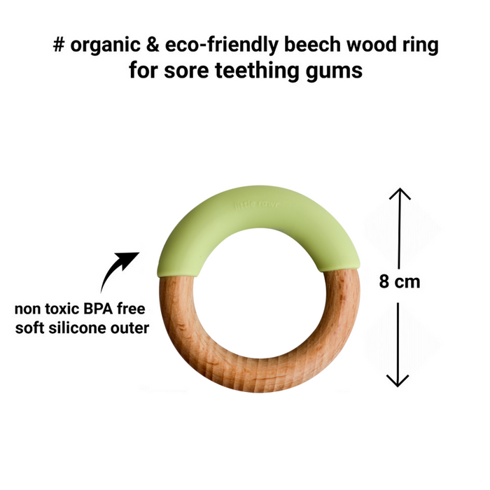 Little Rawr Wood + Silicone Simple Ring -Green