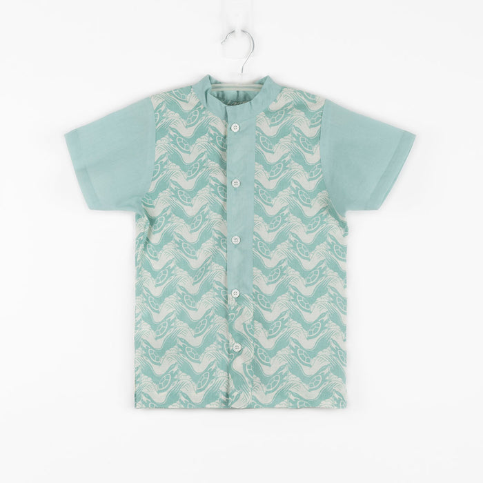 Front Wide Placket with Double Layered Back Shirt for Boys